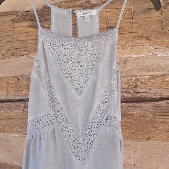 Jodifl Gray Lace & Ruffle Trimmed Racerback Rayon Midi Dress Size Large - Picture 2 of 8